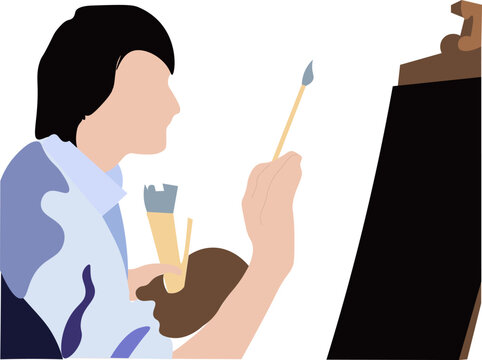 The artist paints on the malbert