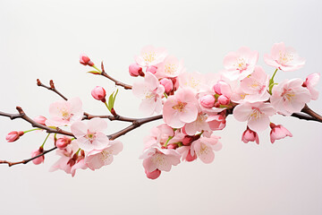 cherry blossom branch on white background. blossom branch to decorate for celebrating Lunar New Year.