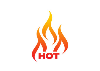 hot logo. word hot and flames on white background