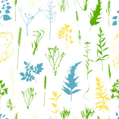 Seamless pattern of field grass. Hand drawing. Not AI. Vector illustration