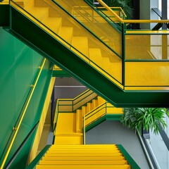 a green and yellow staircases