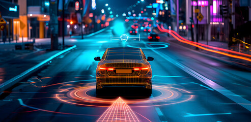 self-driving car visual recognition concept, generative ai - 722421846