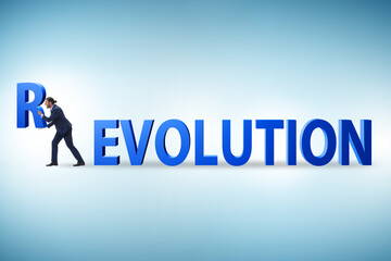 Evolution turning into revolution concept