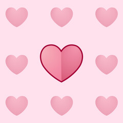 A lot of hearts on pink background. For Valentine s Day. Vector