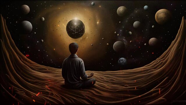 Healing therapy, etc. Mystical surrealism conceptual abstract fantasy art, state of mind, astrological horoscope, universe, cosmos. Suitable for content illustration like religion, meditation, science