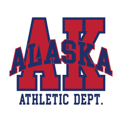 Vintage typography college varsity Alaska state slogan print for graphic tee t shirt or sweatshirt - Vector