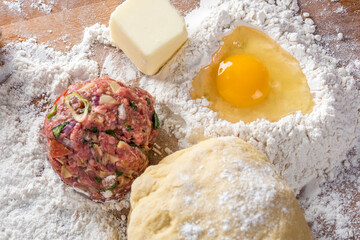 Preparing Homemade Beef Stuffed Empanada with egg - Culinary Delight in Vibrant 4K Ultra HD