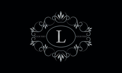 Logo design for hotel, restaurant and others. Monogram design with luxury letter L on dark background