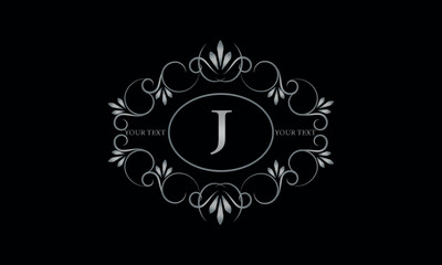 Logo design for hotel, restaurant and others. Monogram design with luxury letter J on dark background