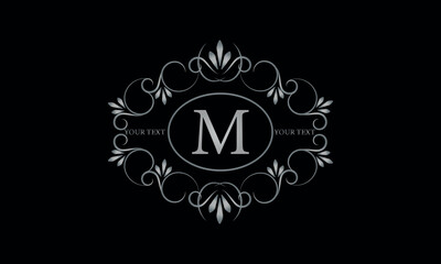 Logo design for hotel, restaurant and others. Monogram design with luxury letter M on dark background