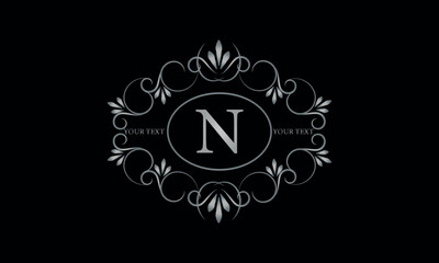 Logo design for hotel, restaurant and others. Monogram design with luxury letter N on dark background