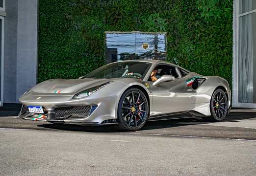 Silver Ferrari 488 Pista Tailor Made front view three quarters - High Resolution Image