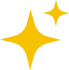 Retro futuristic sparkle twinkling star icon star shape. Abstract cool shine effect sign yellow flat vector design isolated on transparent background for posters, projects, banners, logo business card