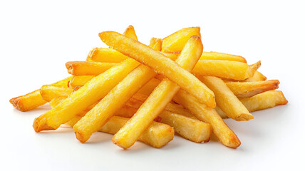 unhealthy fried french fries on a white background, fast food.