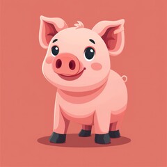 Cute Happy baby pig Cartoon Illustration. Animal Nature Icon Concept Isolated Flat Cartoon Style