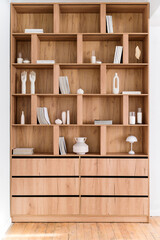 Bookshelf made with natural wood material to furnishing home office