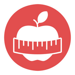 Apple with measuring tape vector solid icon