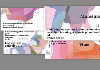 Web Banner With Abstract Multicolored Transparent Floral Shape