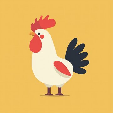 Farm rooster or chicken sketch hand drawn illustration, cartoon flat style