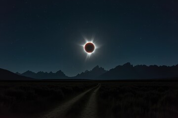 Low angle view of eclipse against clear sky at Grand Teton National Park - Powered by Adobe
