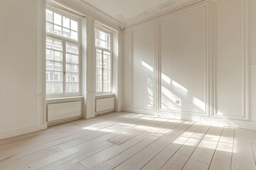 Empty room with white walls and window