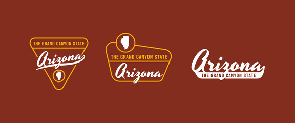 Arizona - The Grand Canyon State. Arizona state logo, label, poster. Vintage poster. Print for T-shirt, typography. Vector illustration