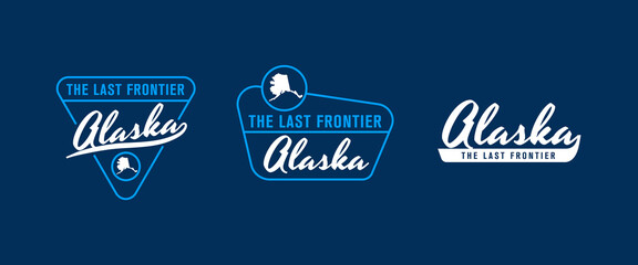 Alaska - The Last Frontier. Alaska state logo, label, poster. Vintage poster. Print for T-shirt, typography. Vector illustration