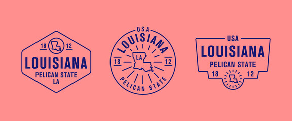 Louisiana - Pelican State. Louisiana state logo, label, poster. Vintage poster. Print for T-shirt, typography. Vector illustration