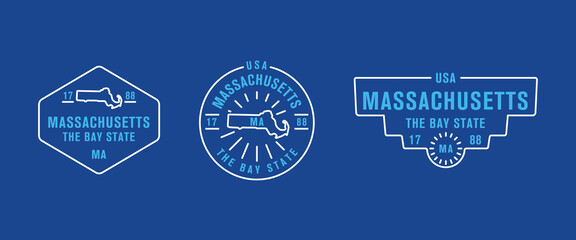 Massachusetts - The Bay State. Massachusetts state logo, label, poster. Vintage poster. Print for T-shirt, typography. Vector illustration