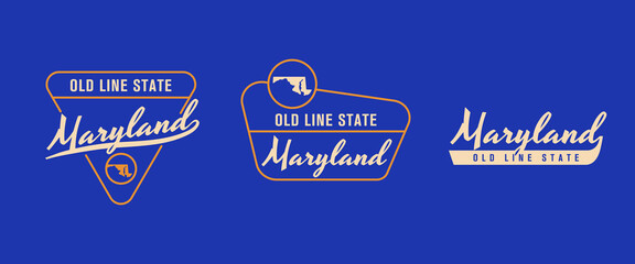 Maryland - Old Line State. Maryland state logo, label, poster. Vintage poster. Print for T-shirt, typography. Vector illustration
