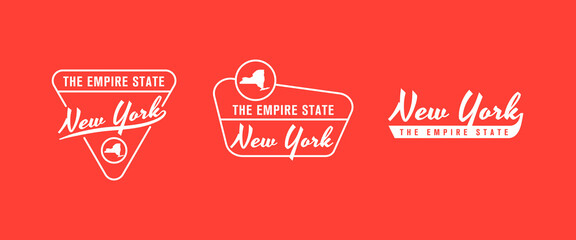 New York - The Empire State. New York state logo, label, poster. Vintage poster. Print for T-shirt, typography. Vector illustration