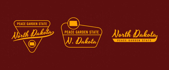 North Dakota - Peace Garden State. North Dakota state logo, label, poster. Vintage poster. Print for T-shirt, typography. Vector illustration