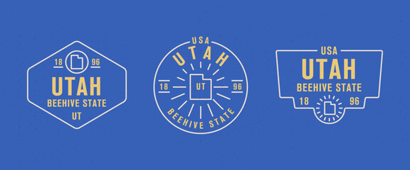 Utah - Beehive State. Utah state logo, label, poster. Vintage poster. Print for T-shirt, typography. Vector illustration