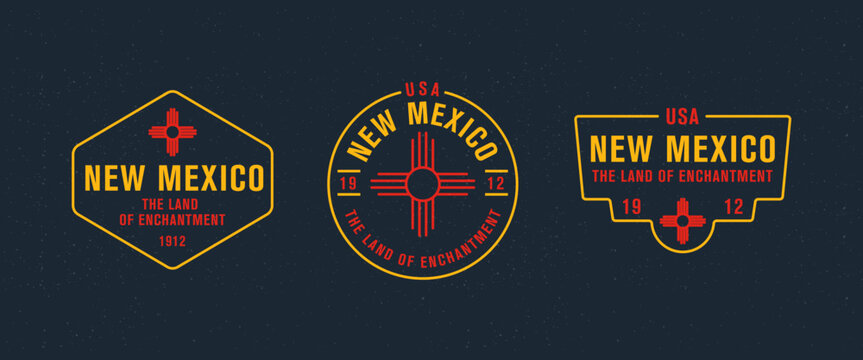New Mexico - The Land of Enchantment. New Mexico state logo, label, poster. Vintage poster. Print for T-shirt, typography. Vector illustration