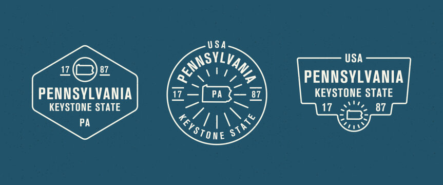 Pennsylvania - Keystone State. Pennsylvania state logo, label, poster. Vintage poster. Print for T-shirt, typography. Vector illustration