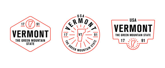 Vermont - The Green Mountain State. Vermont state logo, label, poster. Vintage poster. Print for T-shirt, typography. Vector illustration
