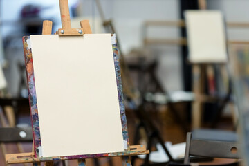Blank Canvas in Art Studio