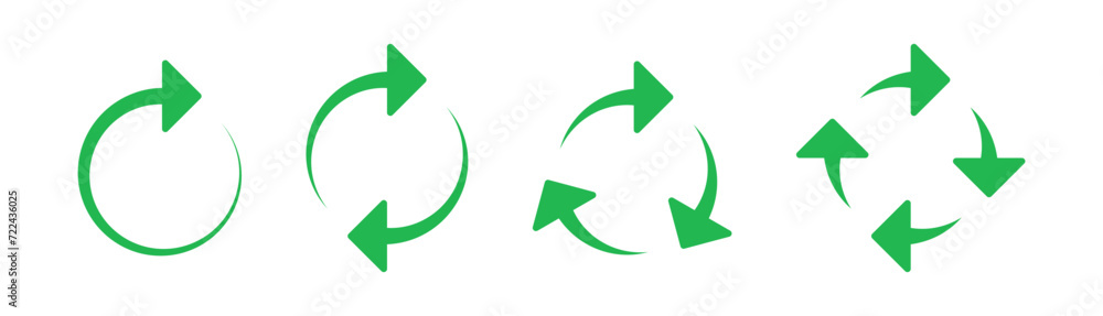 Fototapete Refresh icon vector. Green recycle vector icon symbol. Repeat and reload icons set and arrow rotation circle. Sync icon symbol convert button sign