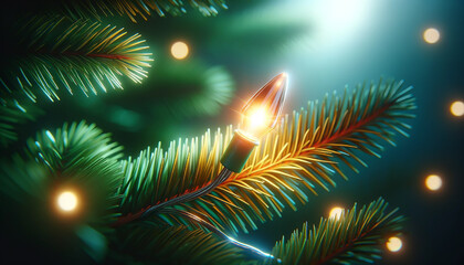Obraz na płótnie Canvas A close up of a christmas tree with lights. Concept Christmas Lights