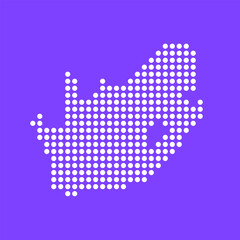 Obraz premium Vector square pixel dotted map of South Africa isolated on background. Digital map logo.