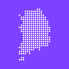 Fototapeta premium Vector square pixel dotted map of South Korea isolated on background. Digital map logo.