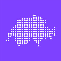 Fototapeta premium Vector square pixel dotted map of Switzerland isolated on background. Digital map logo.