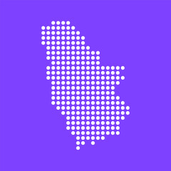 Fototapeta premium Vector square pixel dotted map of Serbia isolated on background. Digital map logo.