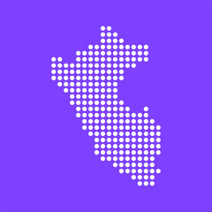 Fototapeta premium Vector square pixel dotted map of Peru isolated on background. Digital map logo.