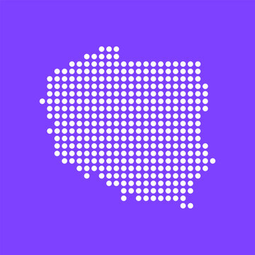 Fototapeta Vector square pixel dotted map of Poland isolated on background. Digital map logo.
