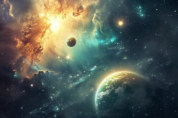Obraz na płótnie Canvas planets and stars in space
