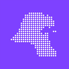 Fototapeta premium Vector square pixel dotted map of Kuwait isolated on background.