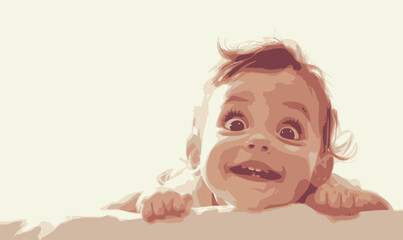 cute baby portrait vector with smiles and funny gestures