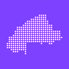 Fototapeta premium Vector square pixel dotted map of Burkina Faso isolated on background.