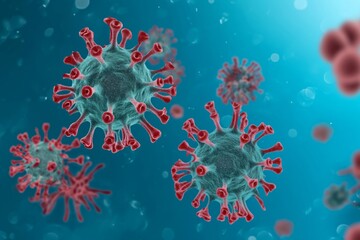 Coronaviruses floating seen in a microscope	